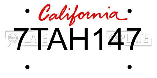 7TAH147 California License Plate