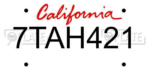 7TAH421 California License Plate