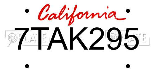 7TAK295 California License Plate