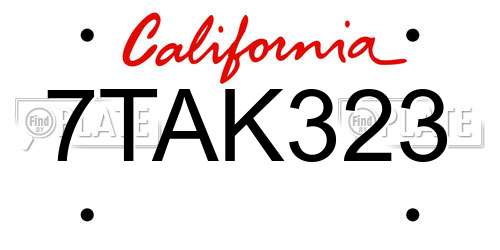 7TAK323 California License Plate