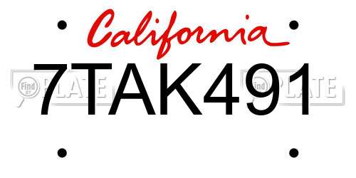 7TAK491 California License Plate