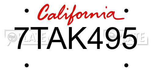 7TAK495 California License Plate
