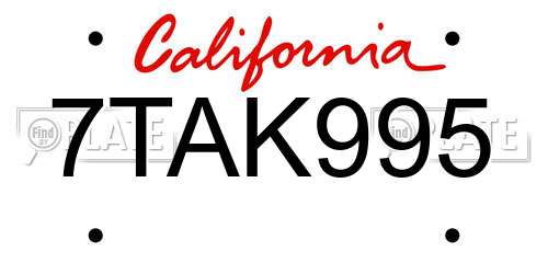 7TAK995 California License Plate