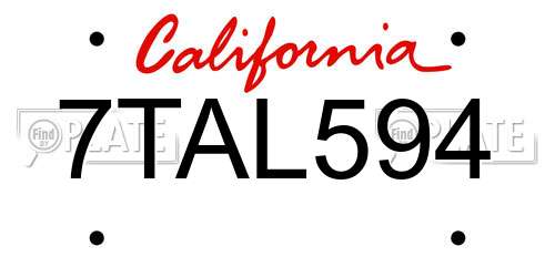 7TAL594 California License Plate