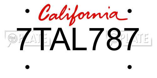 7TAL787 California License Plate