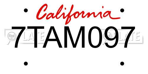 7TAM097 California License Plate