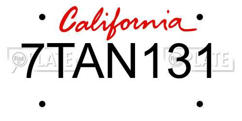 7TAN131 California License Plate
