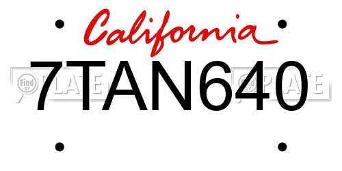 7TAN640 California License Plate