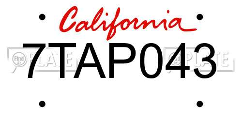 7TAP043 California License Plate