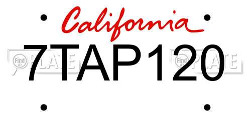 7TAP120 California License Plate