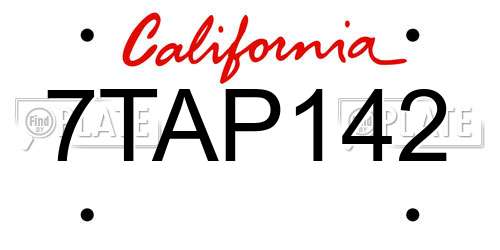 7TAP142 California License Plate