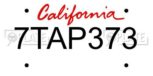 7TAP373 California License Plate