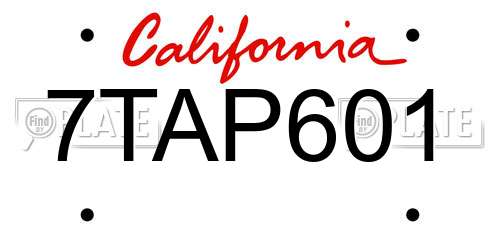 7TAP601 California License Plate