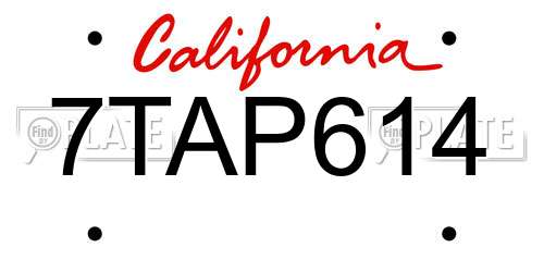 7TAP614 California License Plate