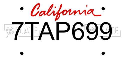 7TAP699 California License Plate