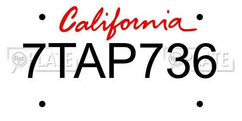 7TAP736 California License Plate