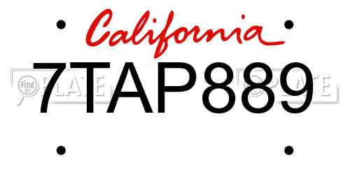 7TAP889 California License Plate
