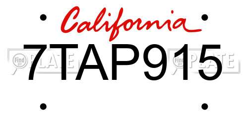 7TAP915 California License Plate