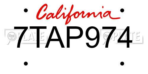 7TAP974 California License Plate