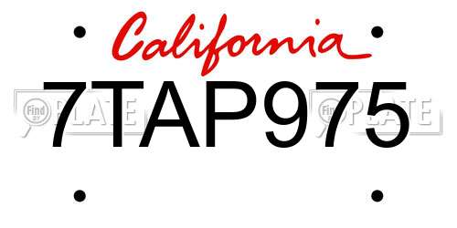 7TAP975 California License Plate