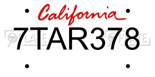 7TAR378 California License Plate