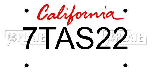 7TAS22 California License Plate