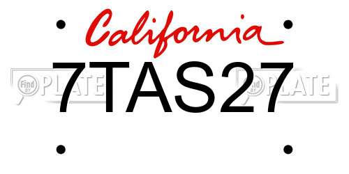 7TAS27 California License Plate