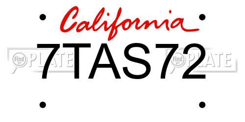 7TAS72 California License Plate