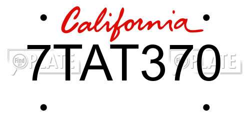 7TAT370 California License Plate