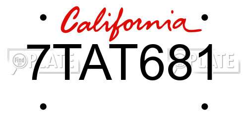 7TAT681 California License Plate