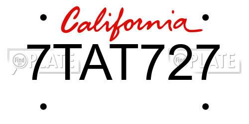 7TAT727 California License Plate