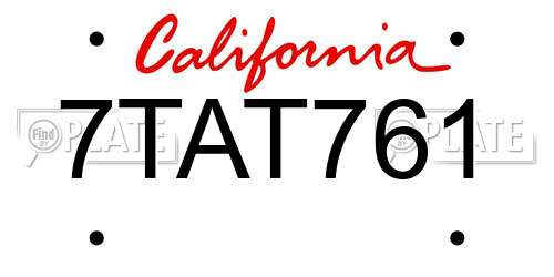 7TAT761 California License Plate