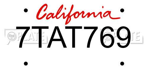 7TAT769 California License Plate