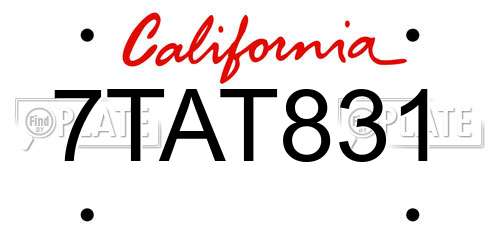 7TAT831 California License Plate