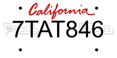 7TAT846 California License Plate