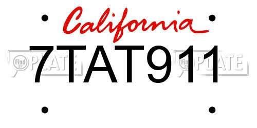 7TAT911 California License Plate