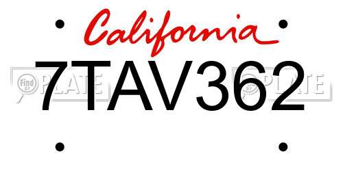 7TAV362 California License Plate
