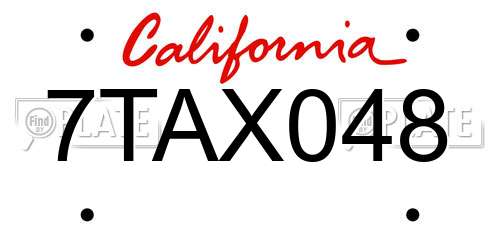 7TAX048 California License Plate