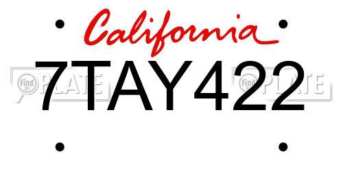 7TAY422 California License Plate