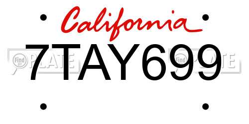 7TAY699 California License Plate