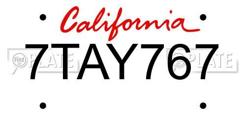 7TAY767 California License Plate