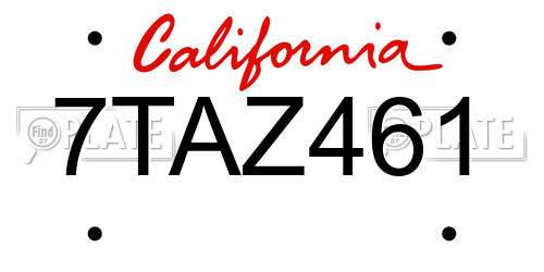 7TAZ461 California License Plate