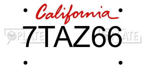 7TAZ66 California License Plate
