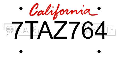 7TAZ764 California License Plate
