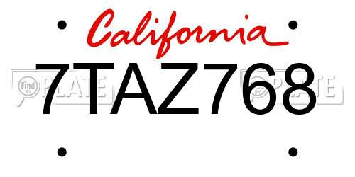 7TAZ768 California License Plate