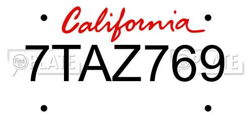 7TAZ769 California License Plate