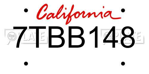 7TBB148 California License Plate