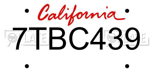 7TBC439 California License Plate