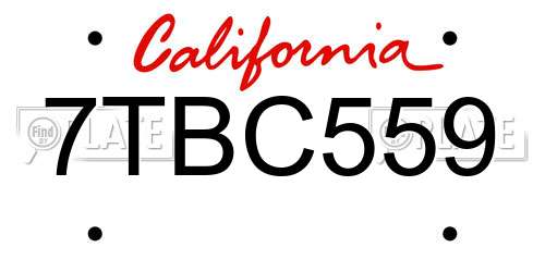 7TBC559 California License Plate