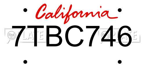 7TBC746 California License Plate